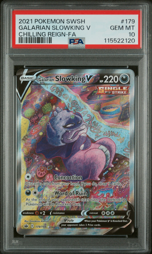 2021 Pokemon Sword & Shield Chilling Reign #179 Galarian Slowking V PSA 10