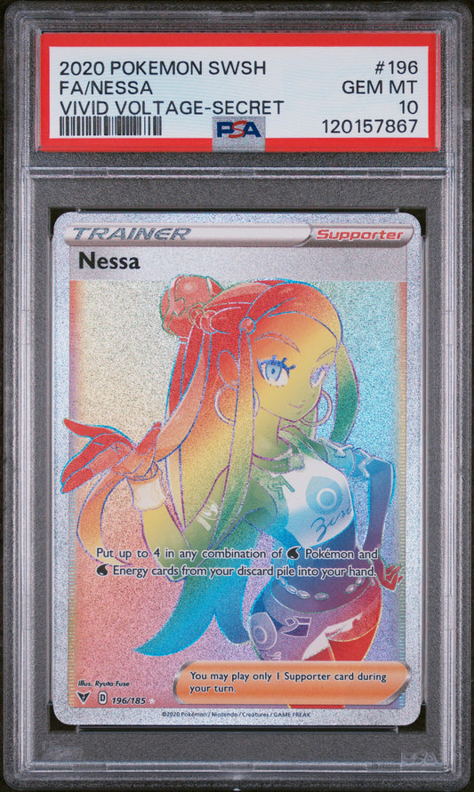 2020 Pokemon Sword & Shield Vivid Voltage #196 Fa/Nessa PSA 10