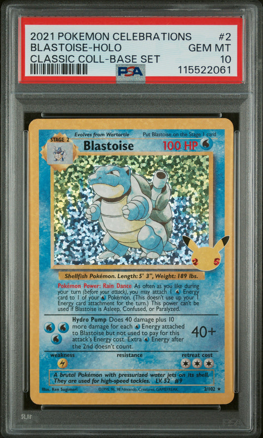 2021 Pokemon Celebrations Classic Collection #2 Blastoise-Holo PSA 10