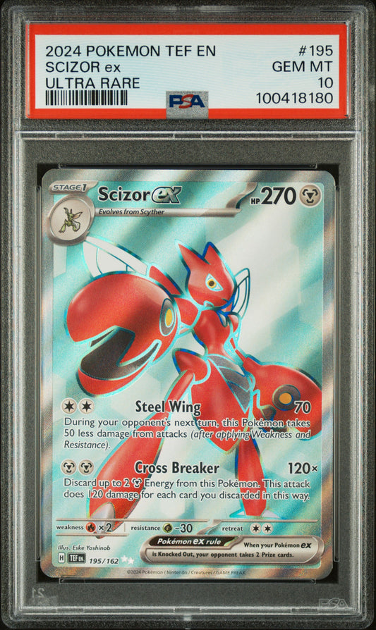 2024 Pokemon Tef En-Temporal Forces #195 Scizor Ex PSA 10