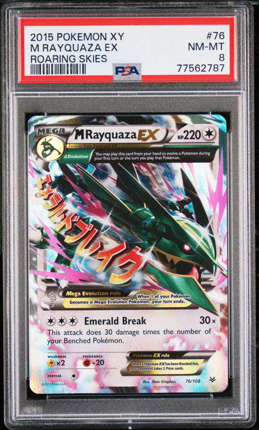 2015 Pokemon Xy Roaring Skies #76 M Rayquaza Ex PSA 8
