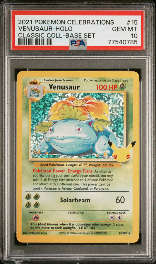 2021 Pokemon Celebrations Classic Collection #15 Venusaur-Holo PSA 10