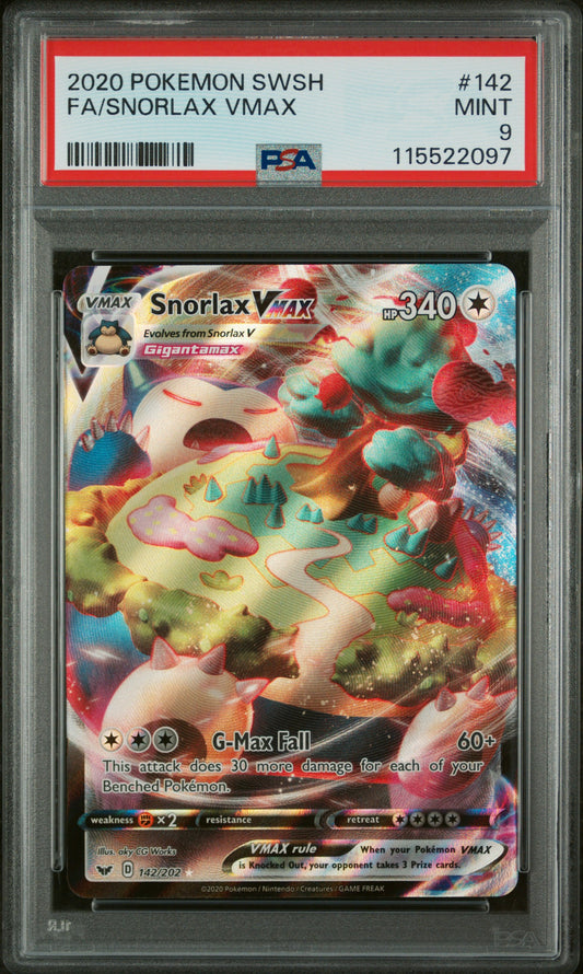 2020 Pokemon Sword & Shield #142 Fa/Snorlax Vmax PSA 9