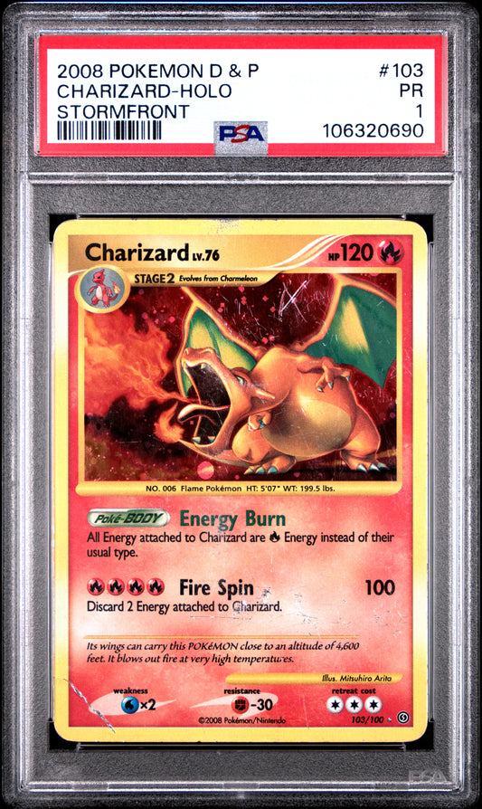 2008 Pokemon Diamond & Pearl Stormfront #103 Charizard-Holo PSA 1