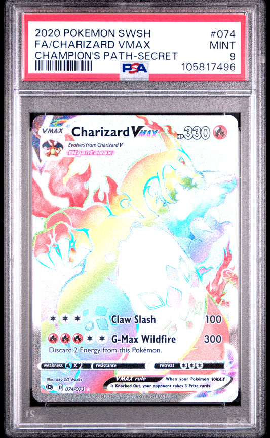 2020 Pokemon Sword & Shield Champion'S Path #074 Fa/Charizard Vmax PSA 9