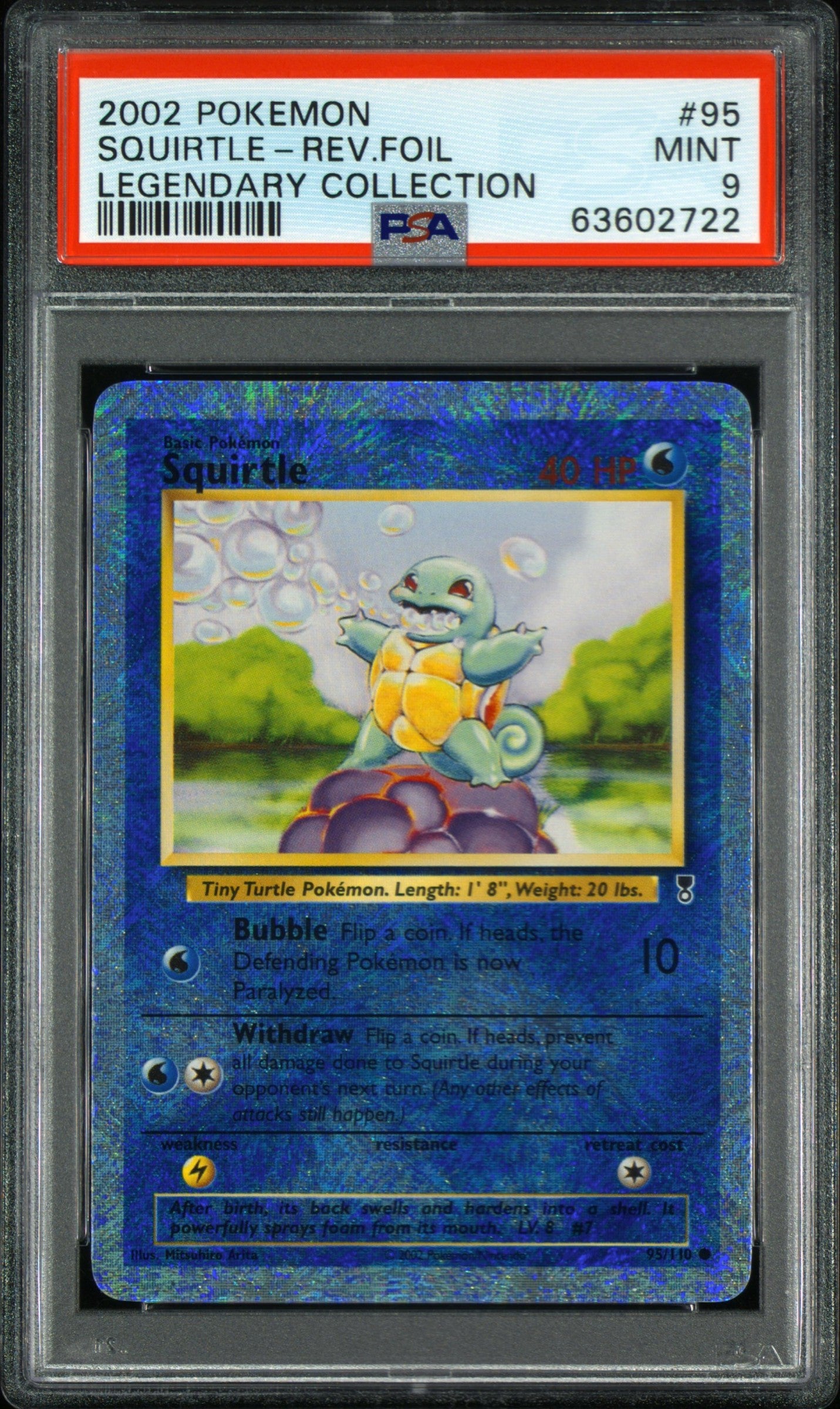 Squirtle Reverse Holo 95/110 Legendary Collection Pokemon PSA 9