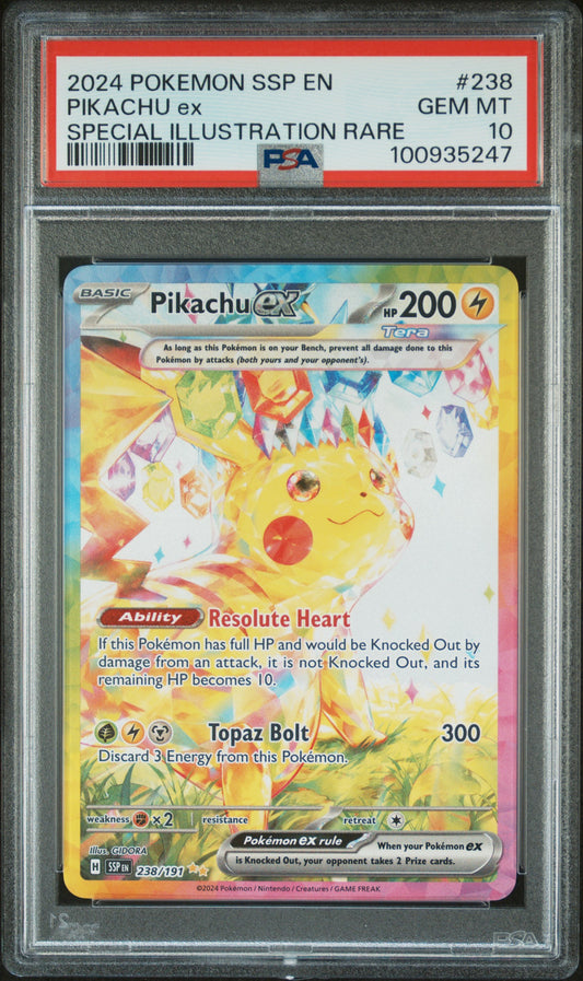 2024 Pokemon Ssp En-Surging Sparks #238 Pikachu Ex PSA 10