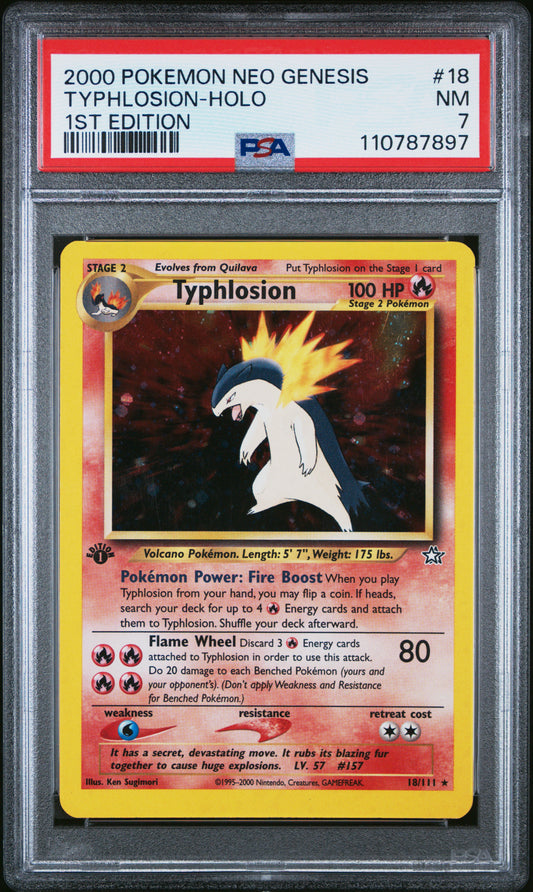 2000 Pokemon Neo Genesis 1st Edition #18 Typhlosion-Holo PSA 7