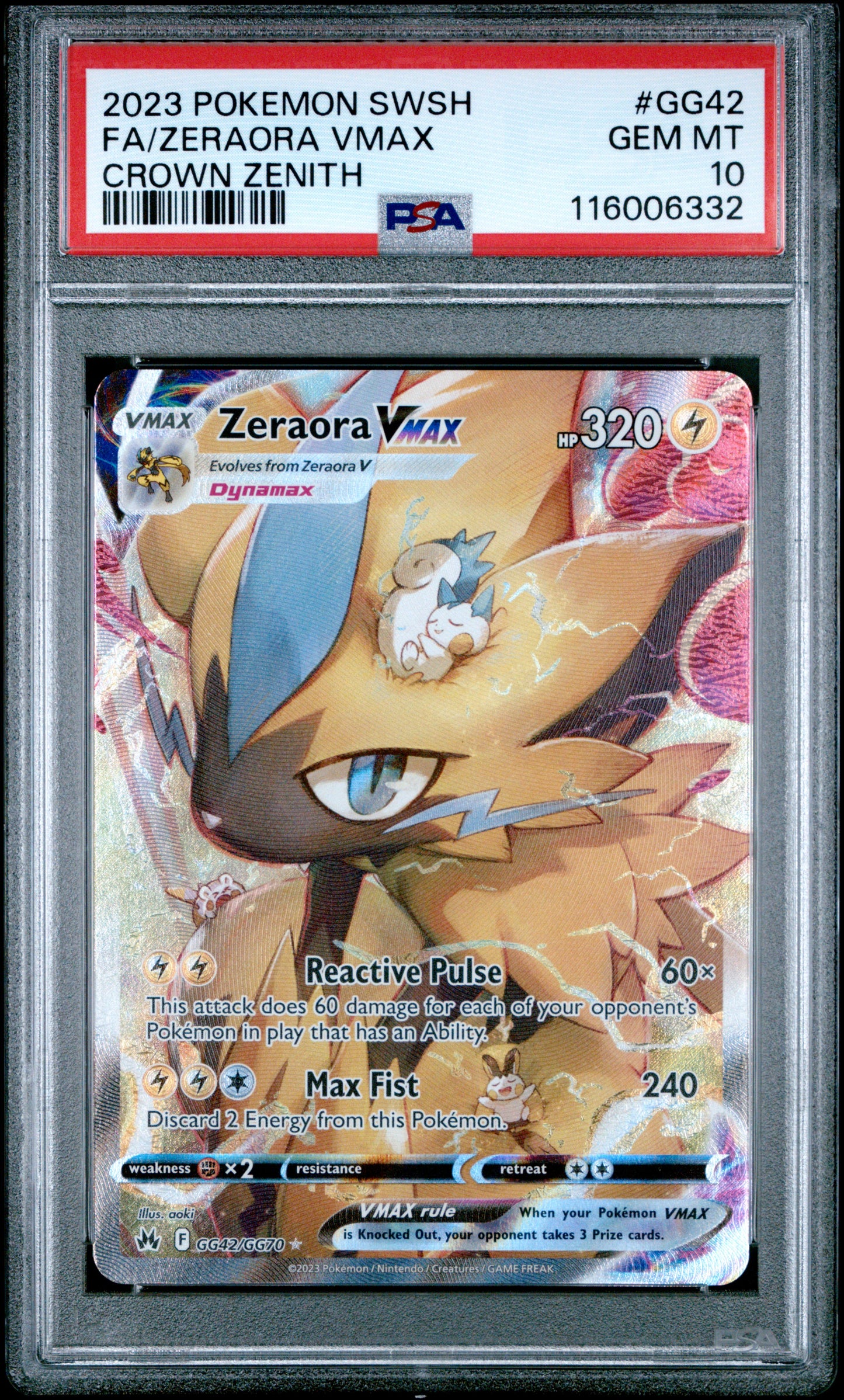 2023 Pokemon Sword And Shield Crown Zenith #GG42 Fa/Zeraora Vmax PSA 10