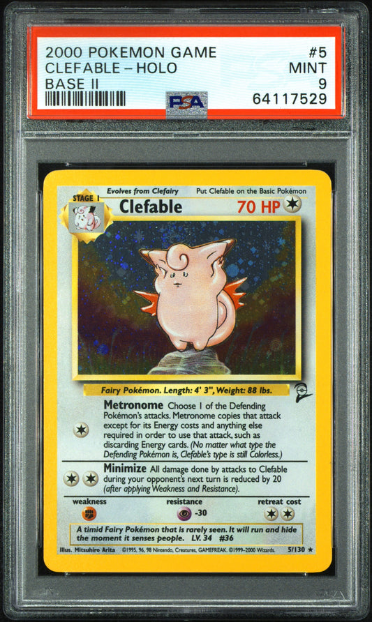 2000 Pokemon Game Base Ii #5 Clefable-Holo PSA 9