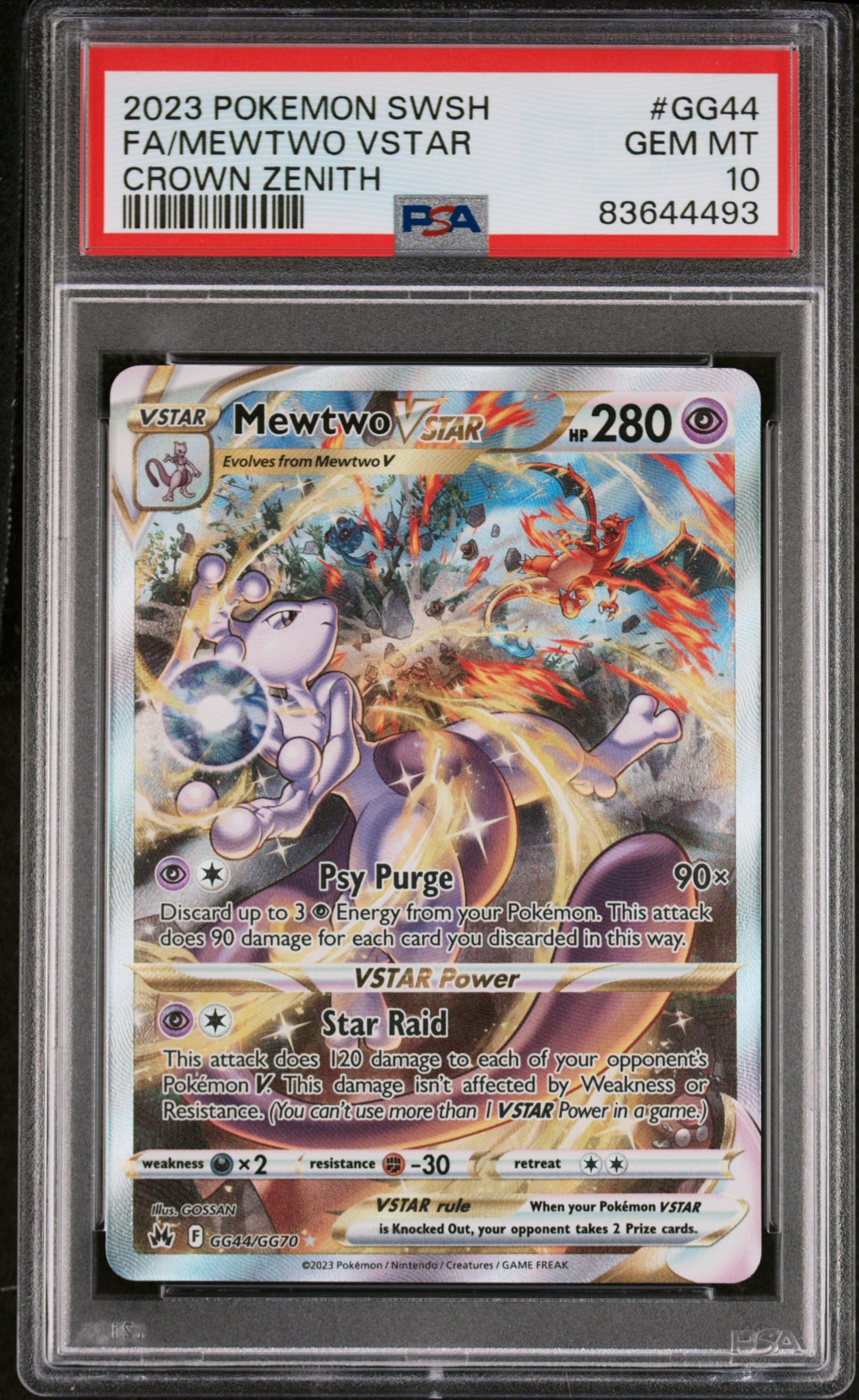 2023 Pokemon Sword And Shield Crown Zenith #GG44 Fa/Mewtwo Vstar PSA 10
