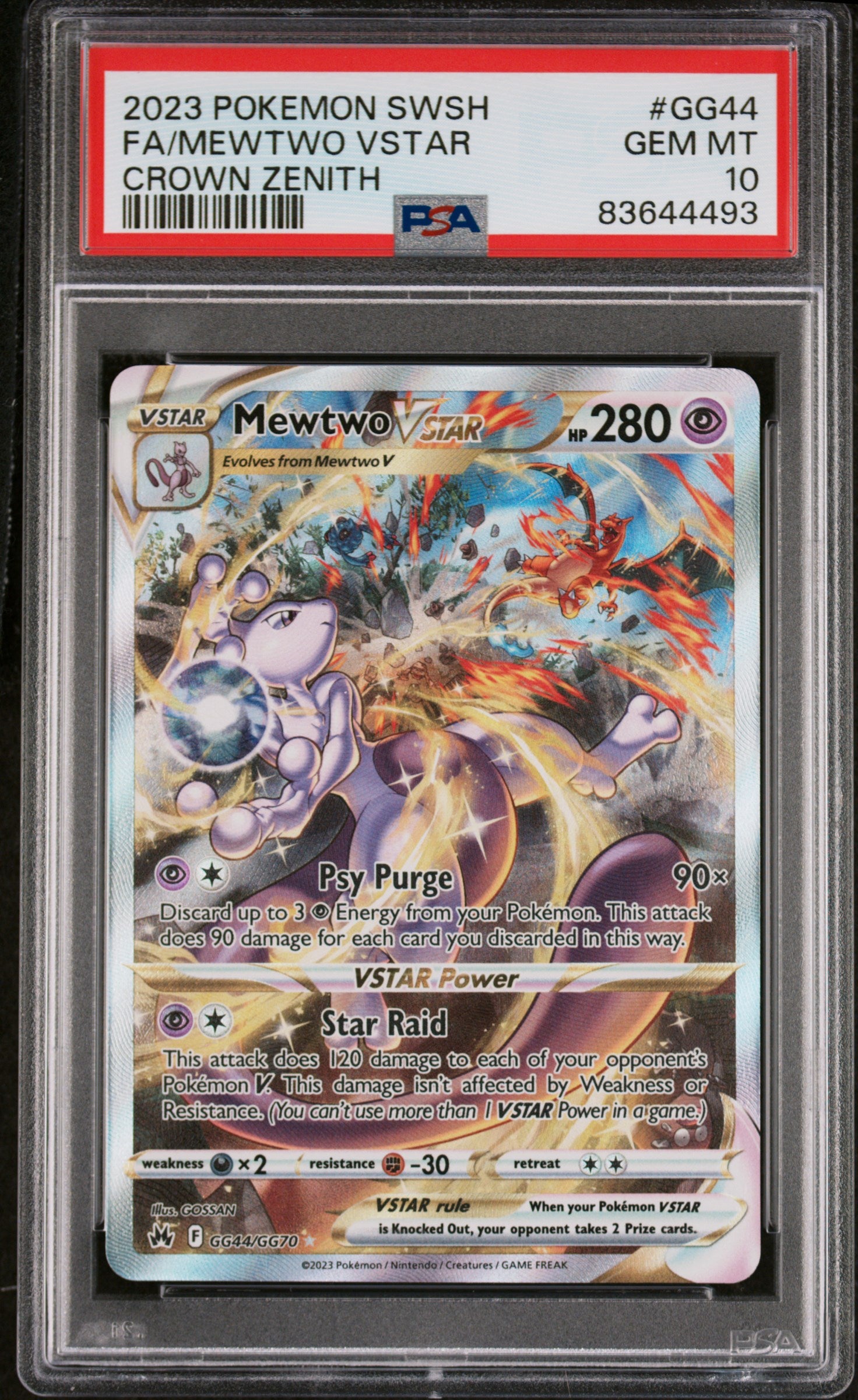 2023 Pokemon Sword And Shield Crown Zenith #GG44 Fa/Mewtwo Vstar PSA 10