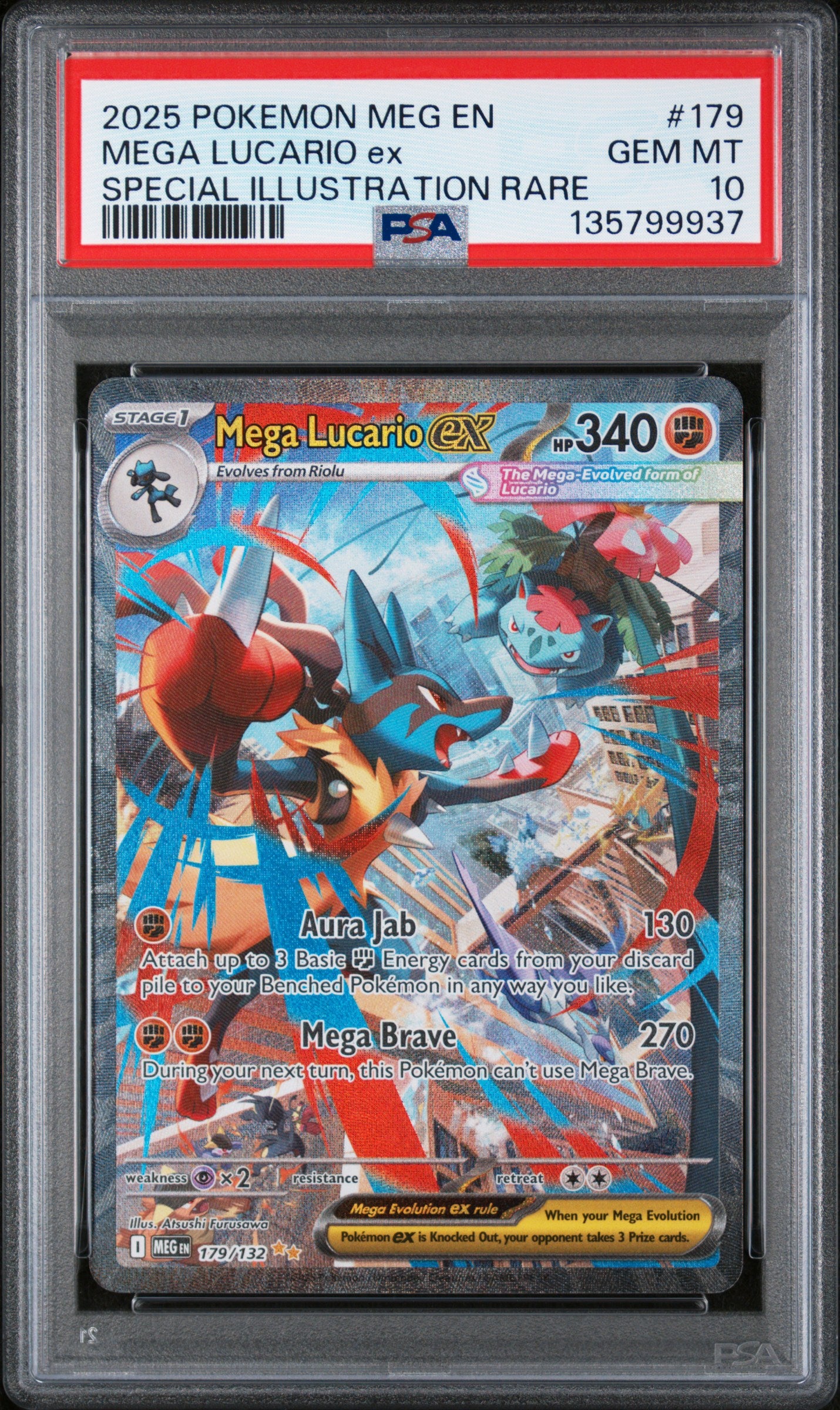 2025 Pokemon Meg En-Mega Evolution #179 Mega Lucario Ex PSA 10