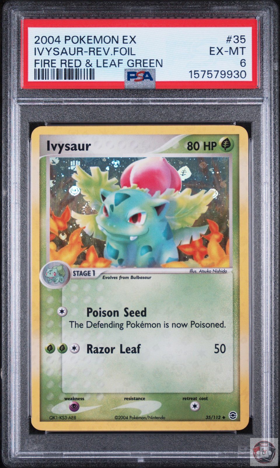 Ivysaur Reverse Holo 35 Fire Red & Leaf Green Pokemon PSA 6 Ex-Mt