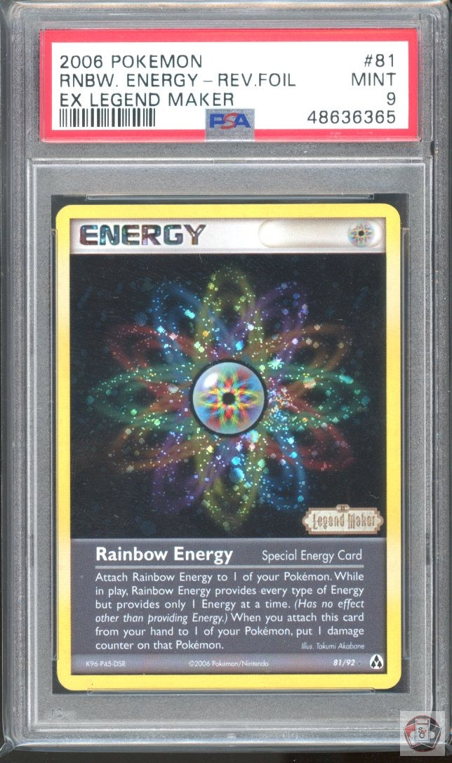 Rainbow Energy Reverse Holo 81/92 Legend Maker Pokemon PSA 9