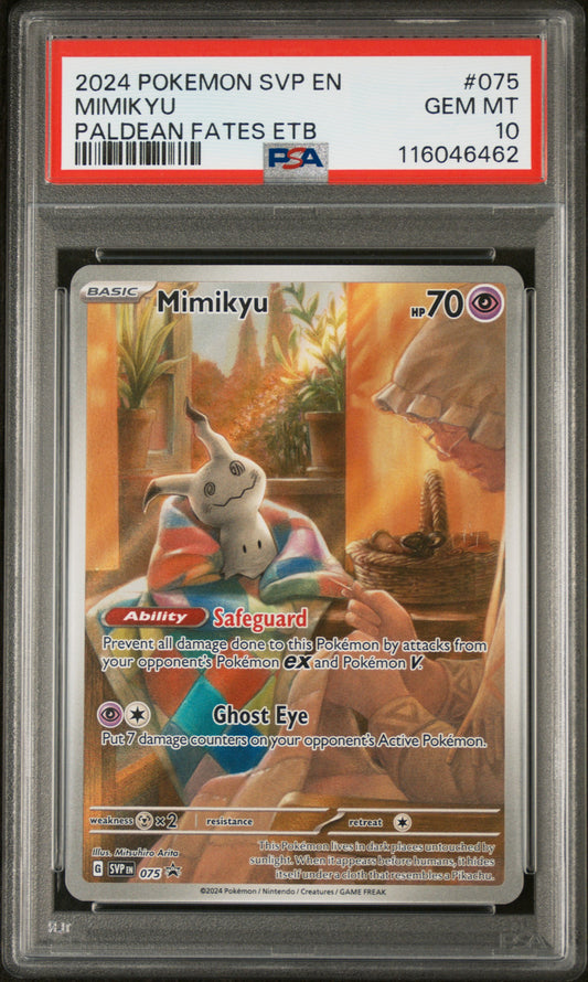 Mimikyu 075/091 Paldean Fates Elite Trainer Box Pokemon PSA 10
