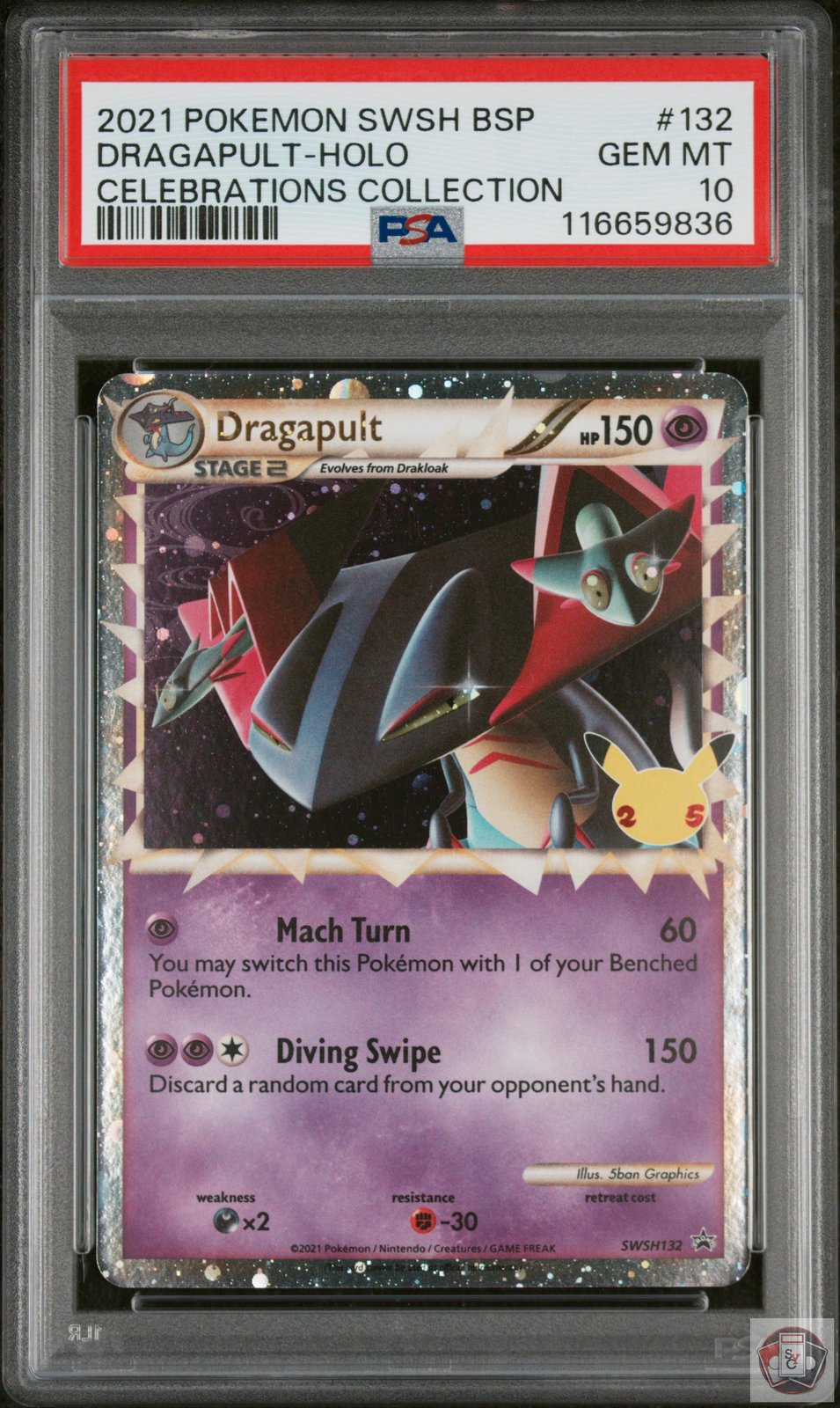 Dragapult Holo 132 Celebrations Collection Pokemon PSA 10 Gem Mint