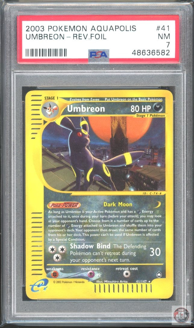 Umbreon Reverse Holo 41/147 Aquapolis Pokemon PSA 7
