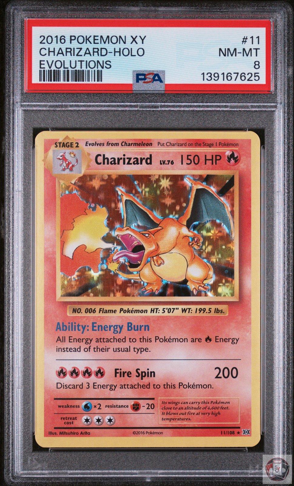 Charizard Holo 11/108 Evolutions Pokemon PSA 8 Nm-Mt