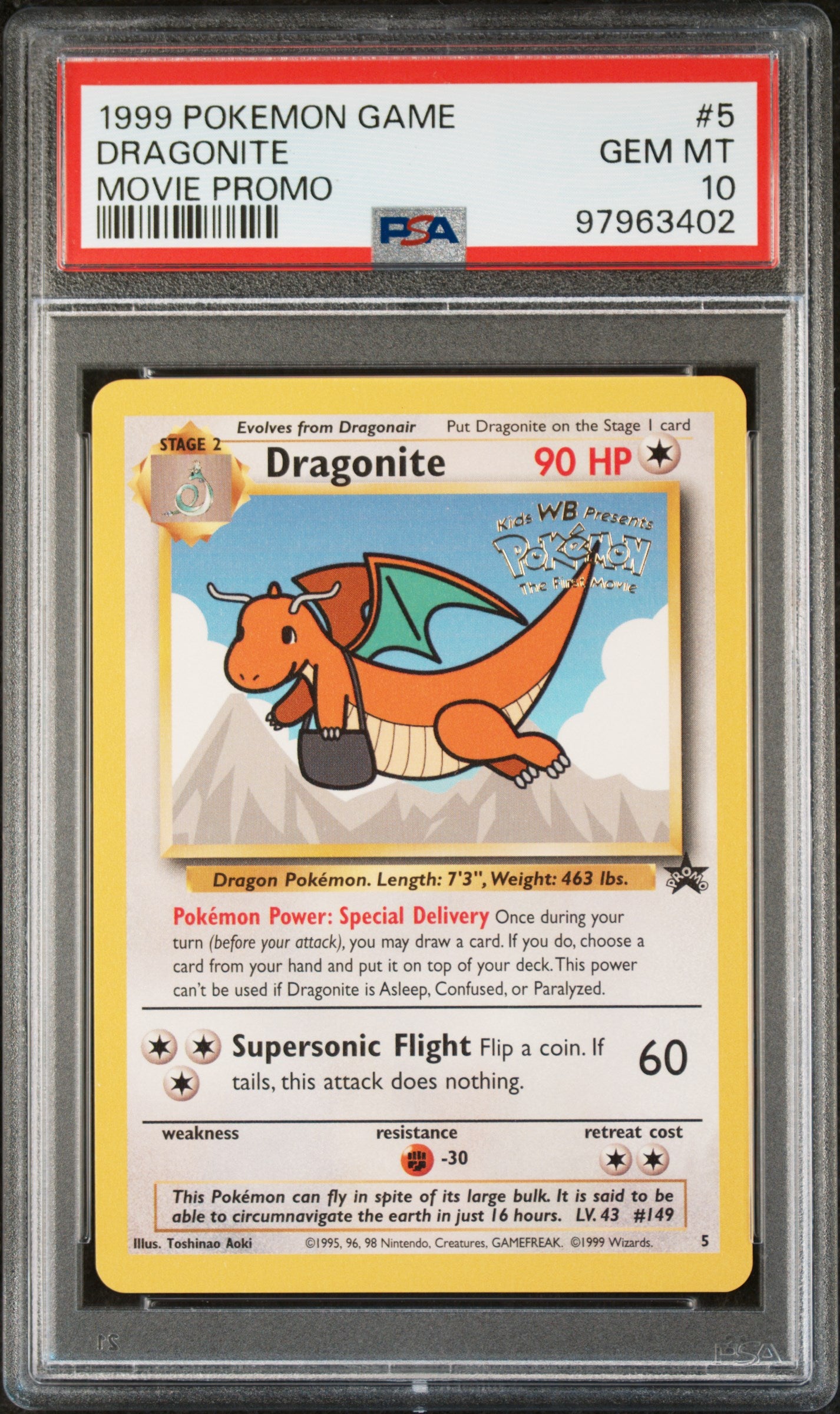 Dragonite 5/102 Movie Promo Game Movie Pokemon PSA 10