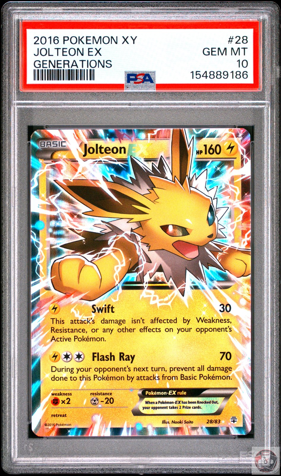 Jolteon EX 28/83 Generations Pokemon PSA 10 Gem Mint