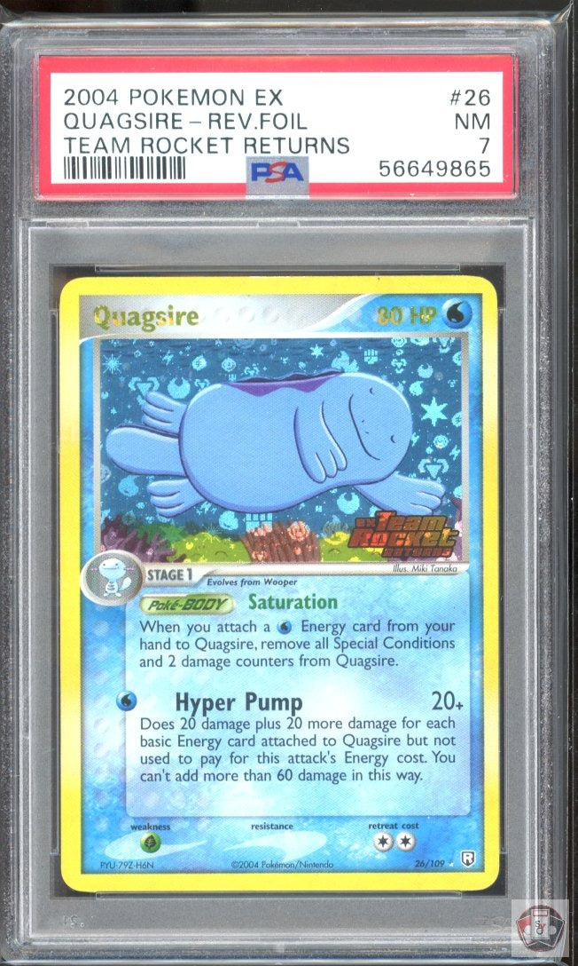 Quagsire Reverse Holo 26/109 Team Rocket Returns Pokemon PSA 7