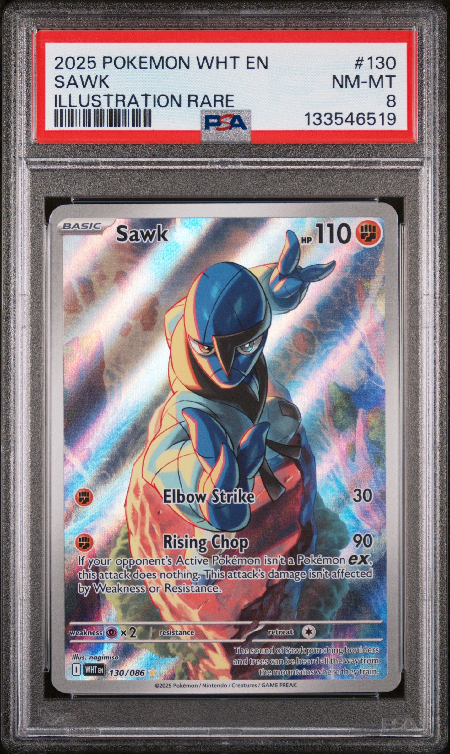 Sawk 130/086 Illustration Rare Wht En-white Flare Pokemon PSA 8