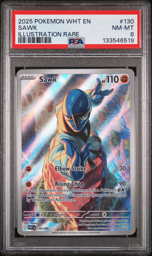 Sawk 130/086 Illustration Rare Wht En-white Flare Pokemon PSA 8