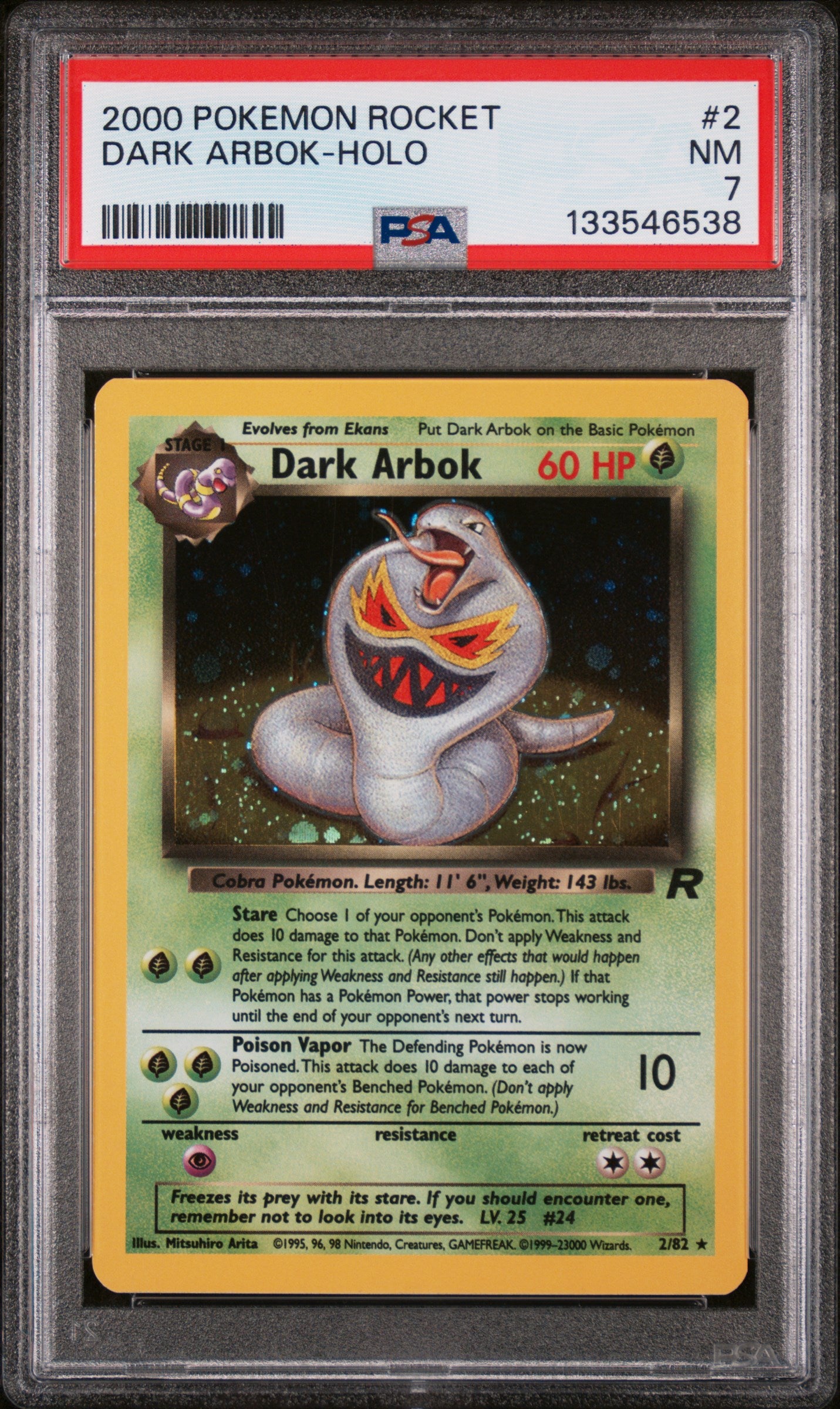 Dark Arbok Holo 2 Rocket Pokemon PSA 7