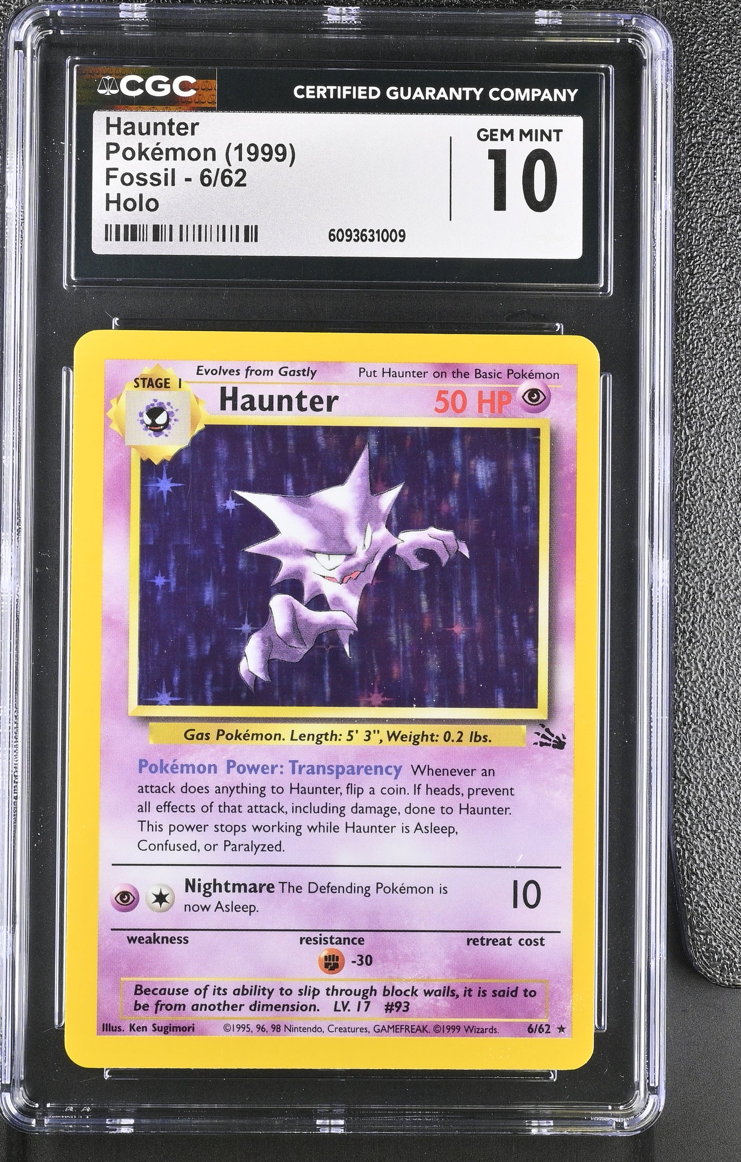 Haunter 6/62 Holo Fossil Pokemon CGC 10 Gem Mint