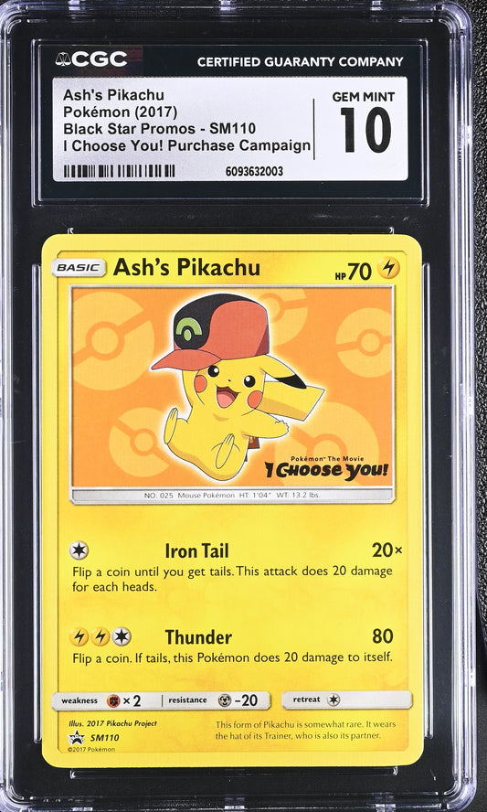 Ash's Pikachu SM110 I Choose You! Purchase Campaign Pokemon CGC 10 Gem Mint