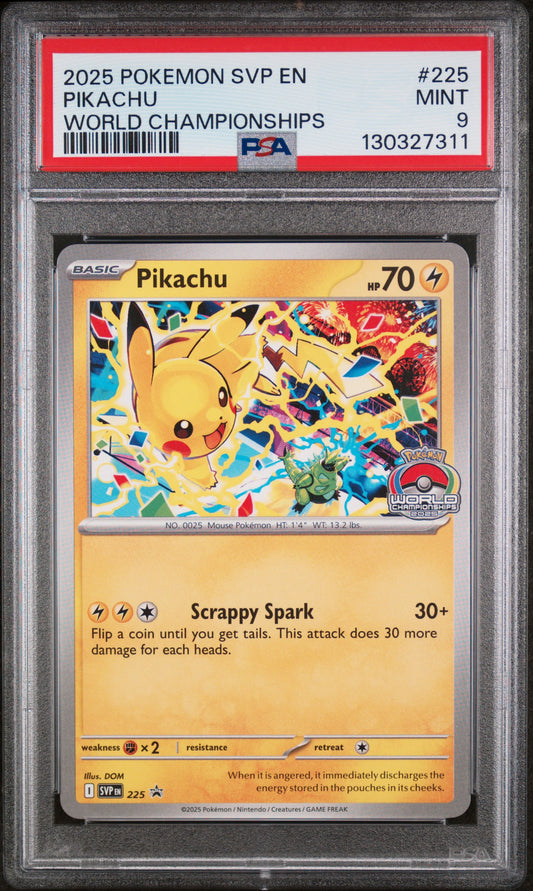 Pikachu 225 World Championships Svp En-sv Black Star Promo Pokemon PSA 9