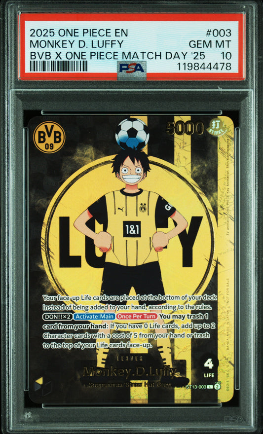 Monkey D. Luffy 003 Bvb X One Piece Match Day 2025 One Piece PSA 10