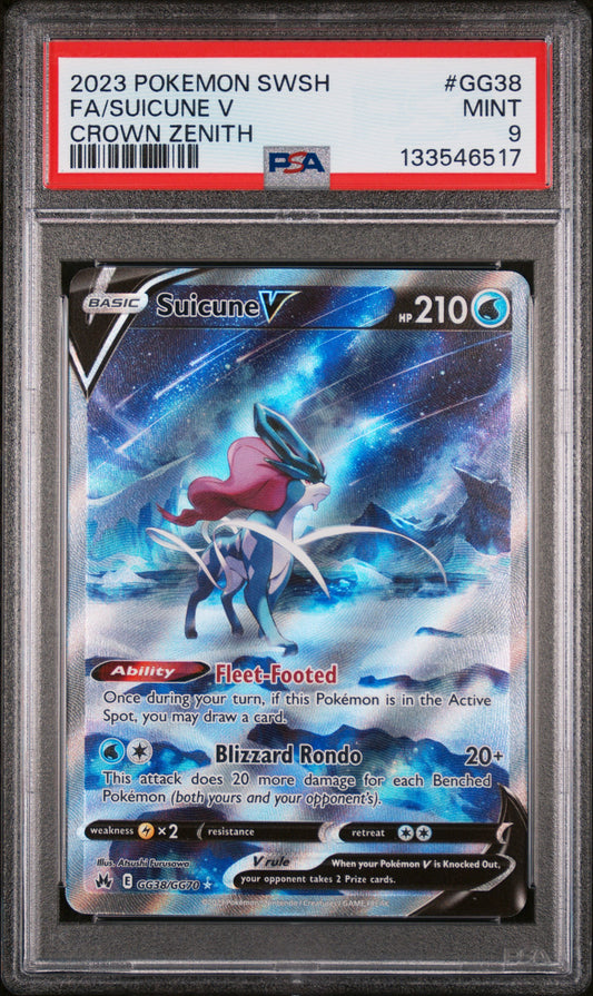 Suicune V GG38/GG70 Sword Shield Crown Zenith Pokemon PSA 9