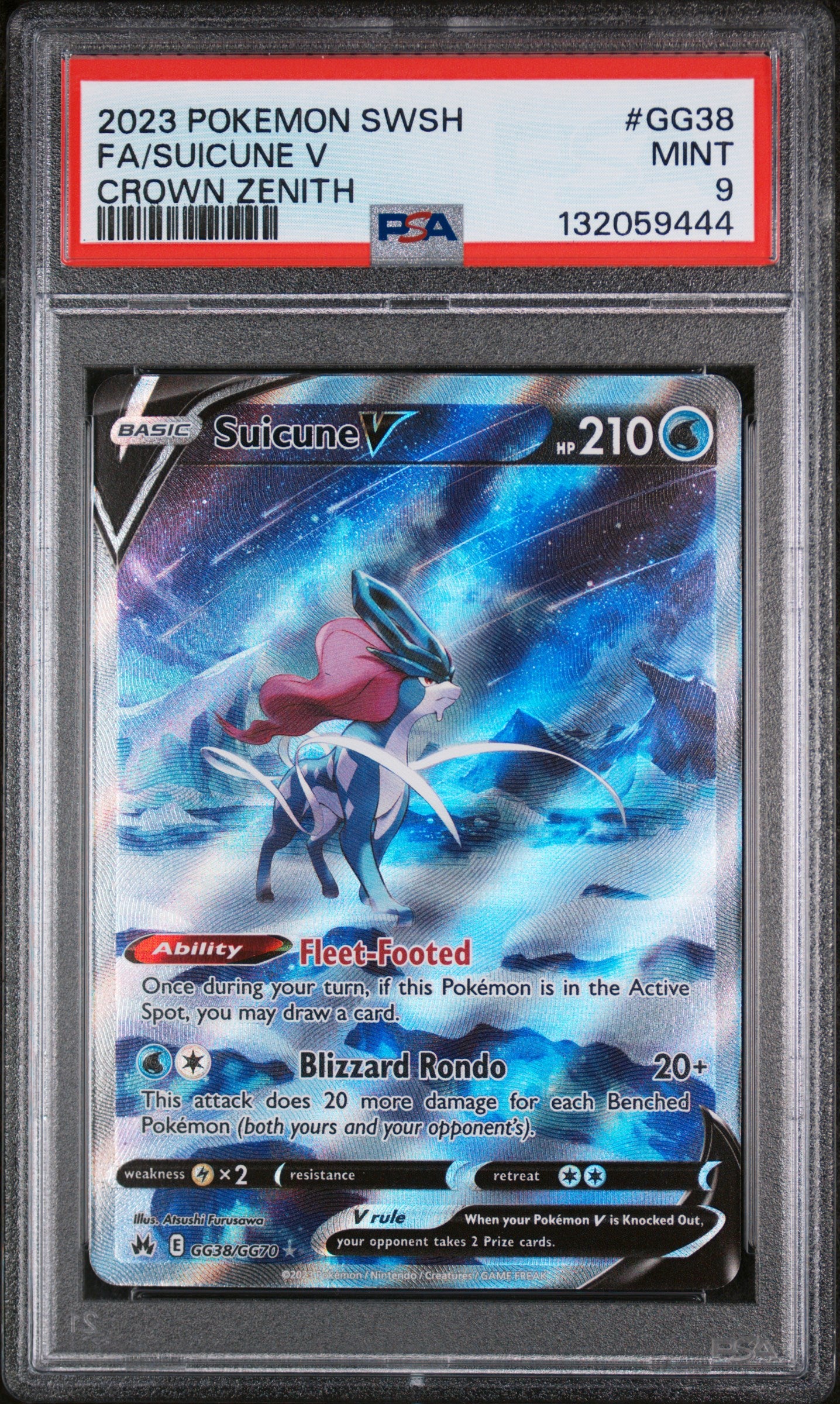 Suicune V GG38/GG70 Sword Shield Crown Zenith Pokemon PSA 9