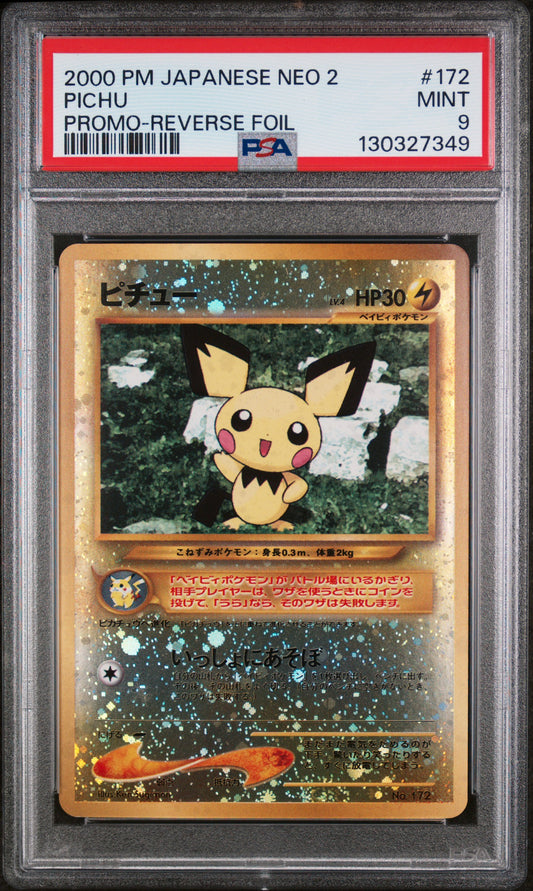 Pichu 172 Reverse Holo Neo 2 Promo Pokemon Japanese PSA 9
