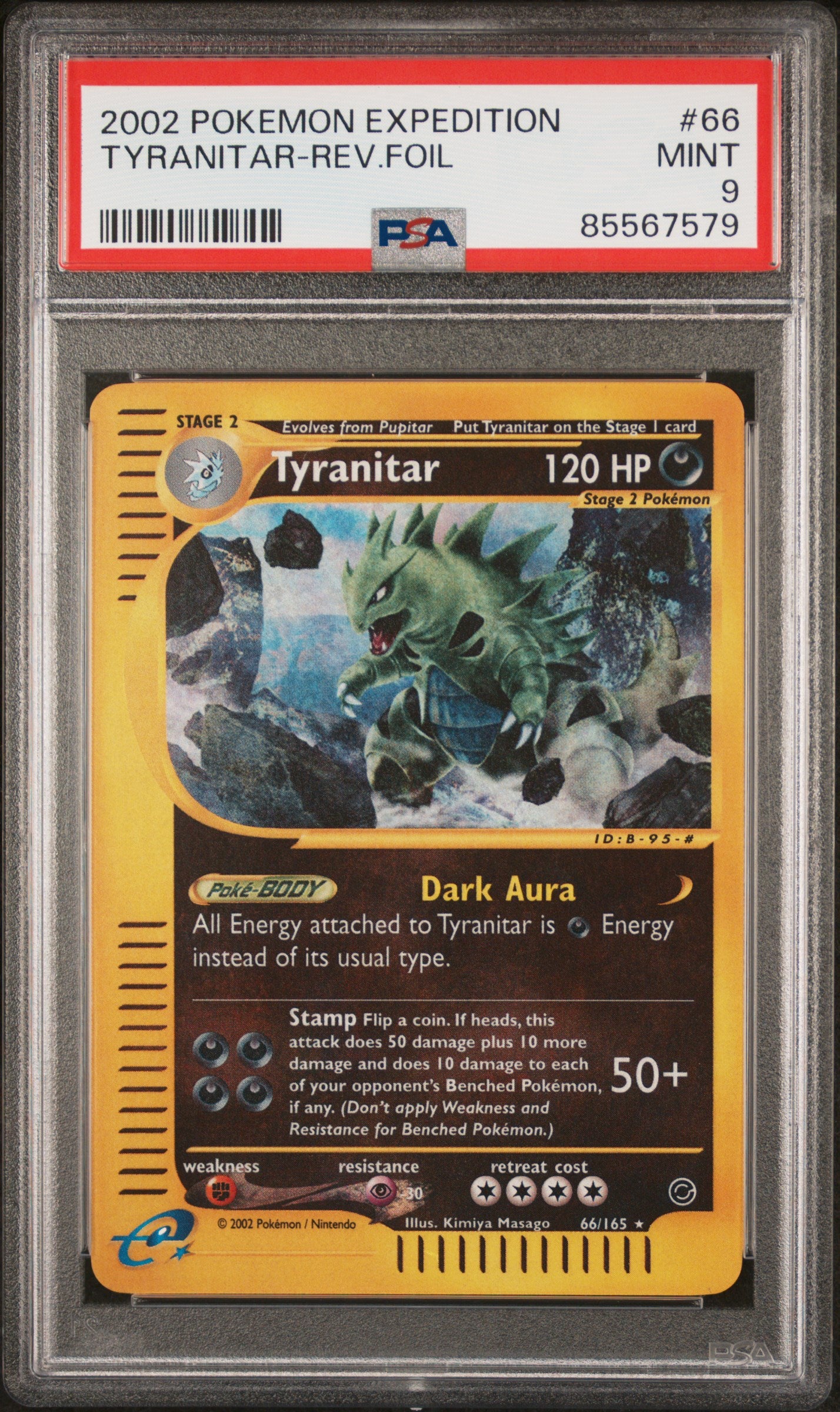 Tyranitar Reverse Holo 66/165 Expedition Pokemon PSA 9