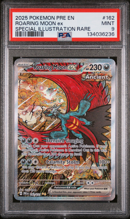Roaring Moon EX 162/108 Special Illustration Rare Pokemon PSA 9