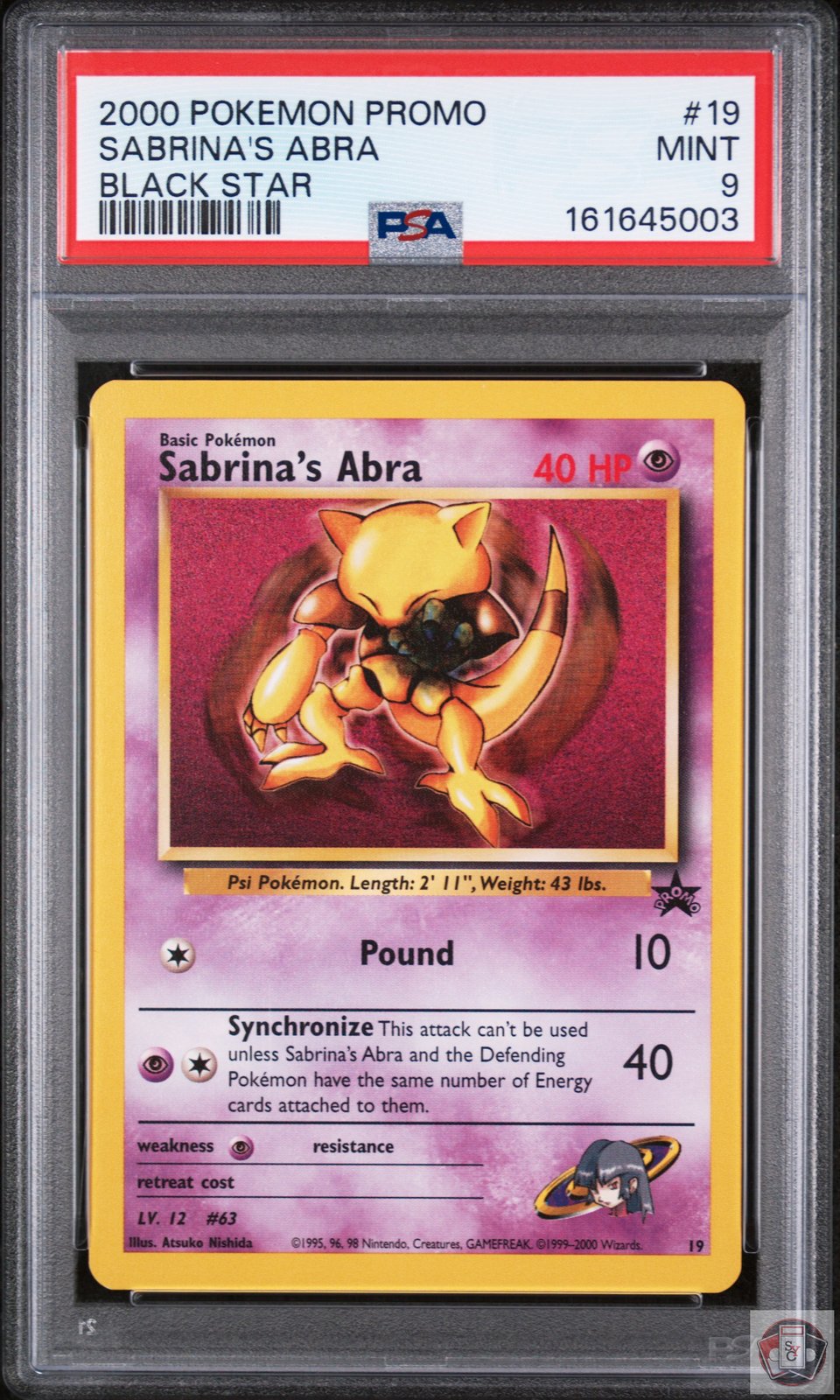 Sabrina's Abra 19 Promo Black Star Pokemon PSA 9 Mint