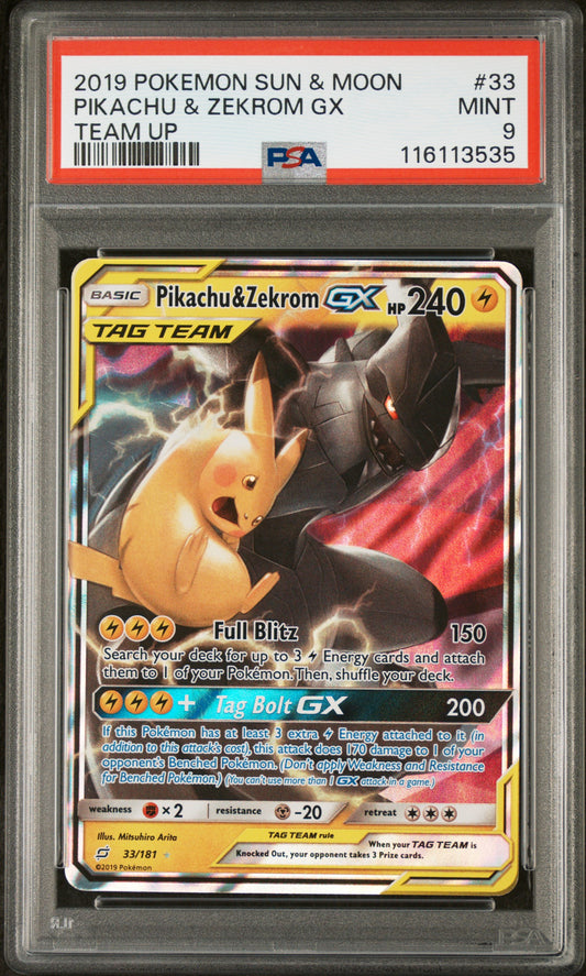 Pikachu & Zekrom Gx 33/181 Team Up Pokemon PSA 9