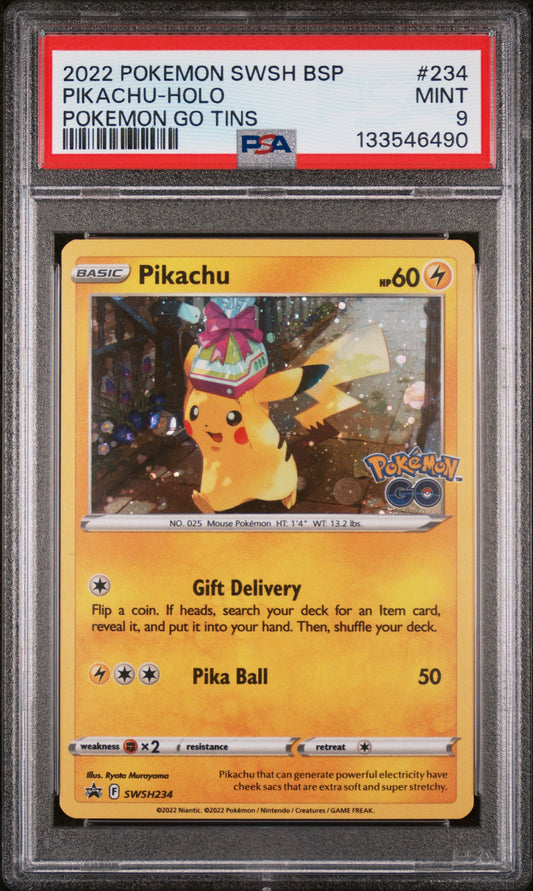Pikachu Holo 234/078 Pokemon Go Tins Swsh Black Star Promo Pokemon PSA 9
