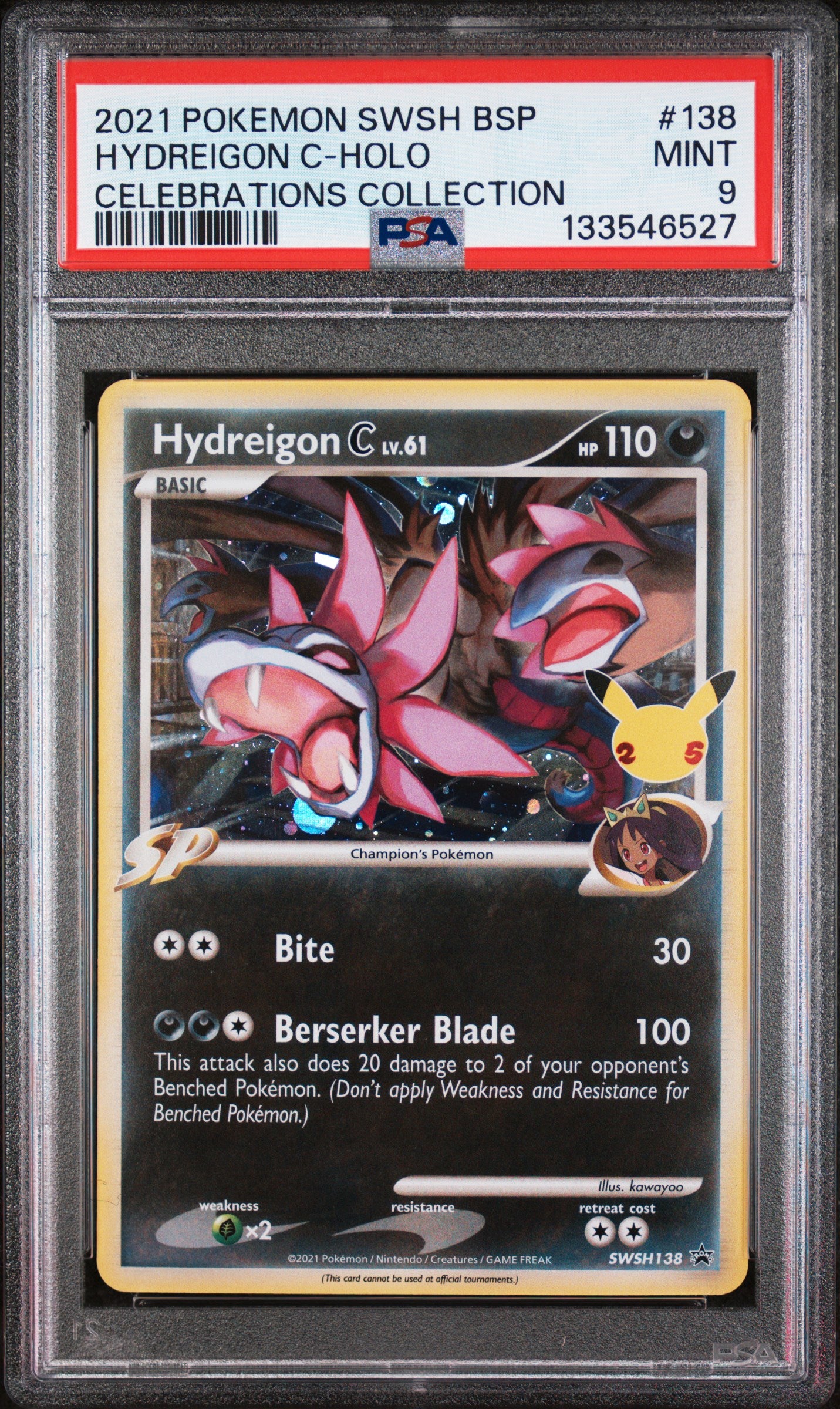 Hydreigon C Holo 138 Celebrations Collection Swsh Black Star Promo Pokemon PSA 9