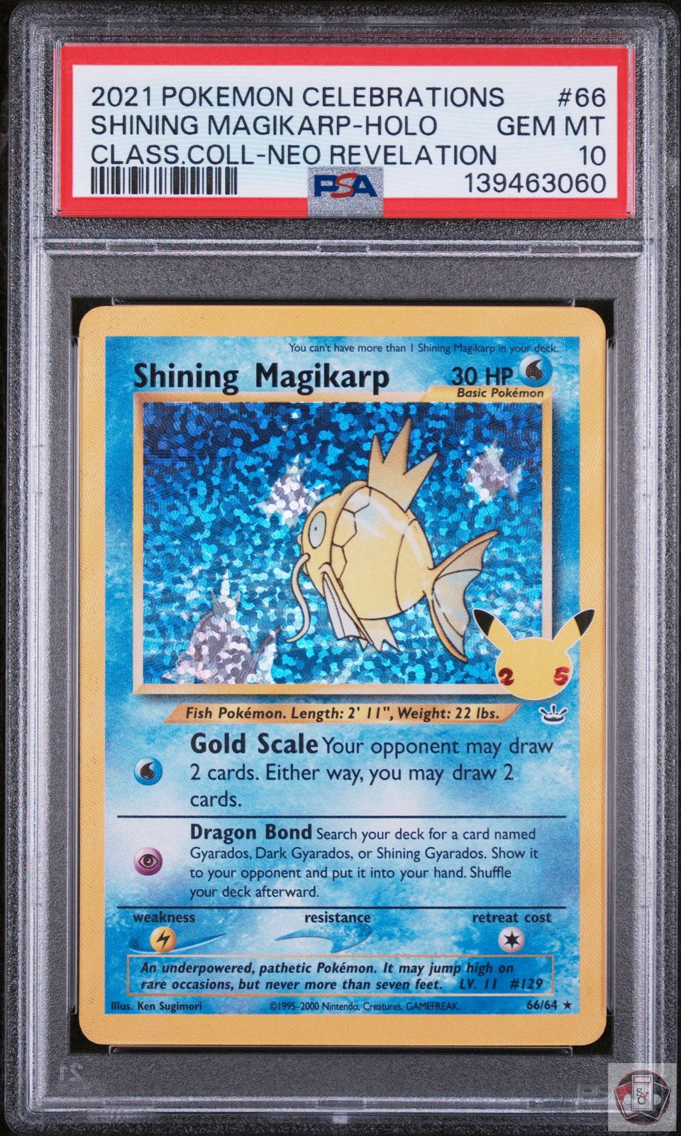Shining Magikarp Holo 66 Celebrations Classic Collection Pokemon PSA 10 Gem Mint