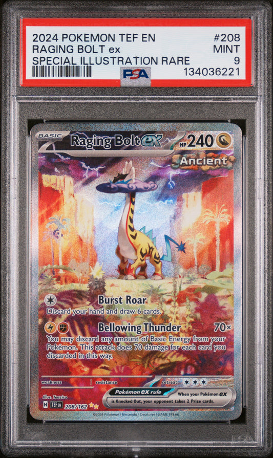 Raging Bolt EX 208/162 Special Illustration Rare Pokemon PSA 9