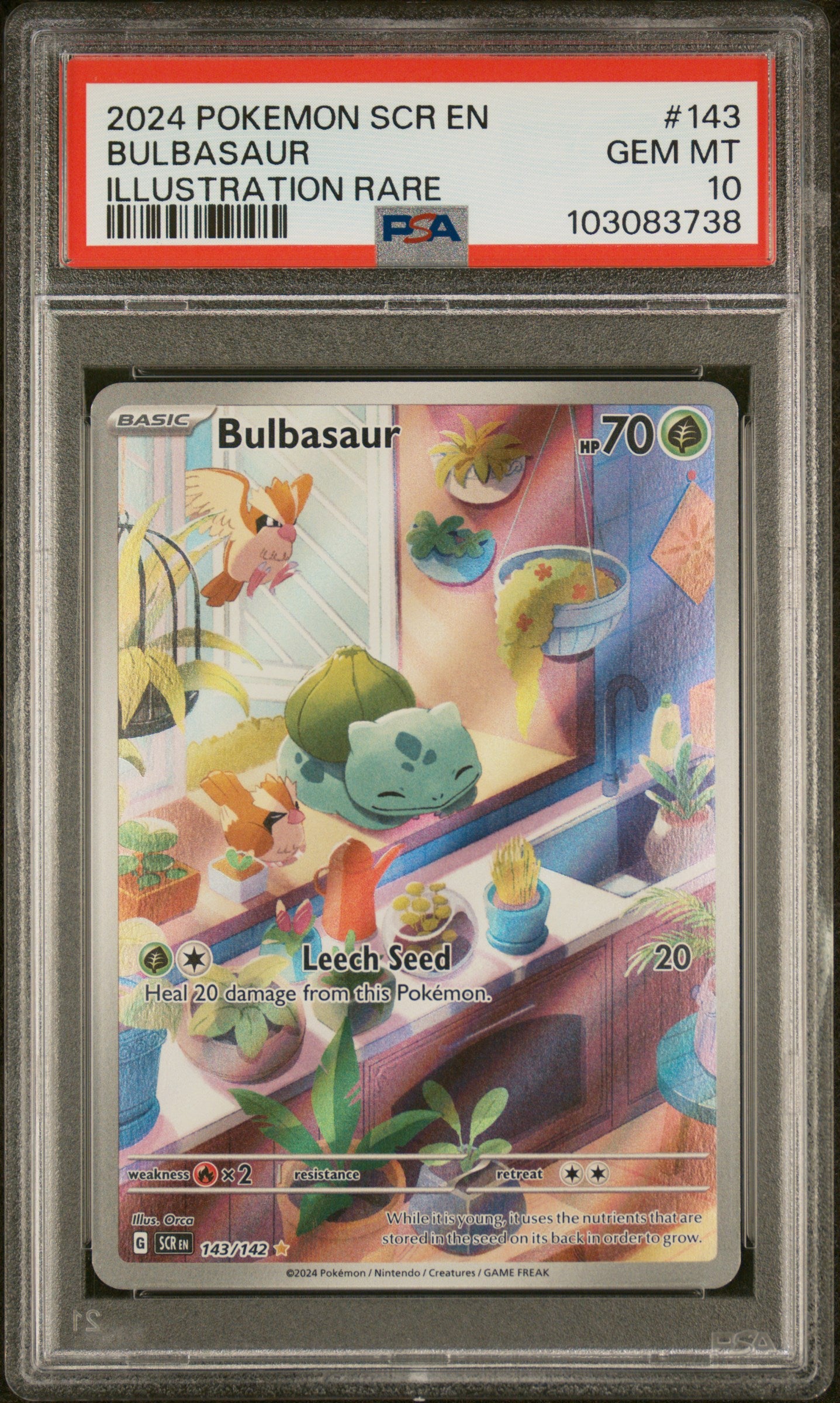 Bulbasaur 143/142 Illustration Rare Scr En-stellar Crown Pokemon PSA 10