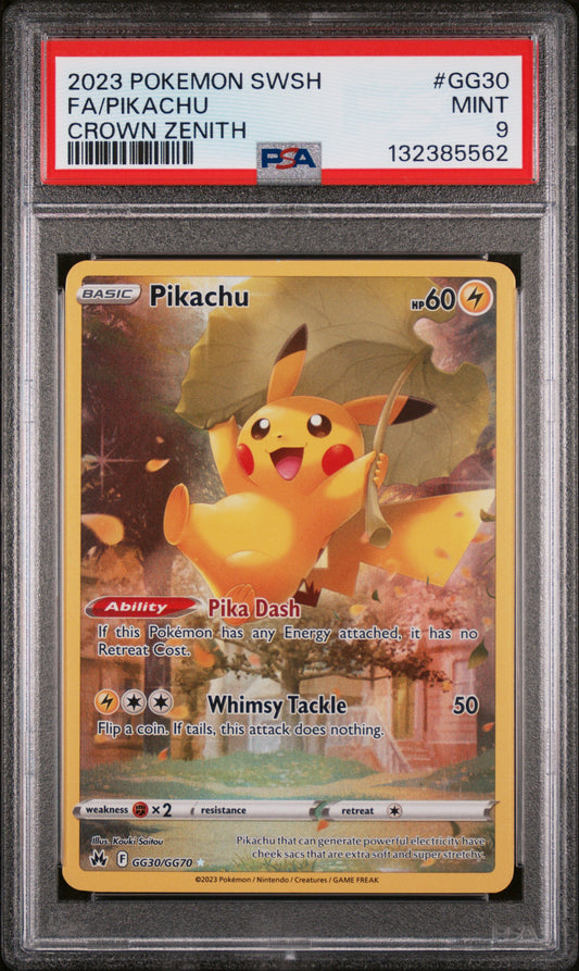 Pikachu GG30/GG70 Sword Shield Crown Zenith Pokemon PSA 9