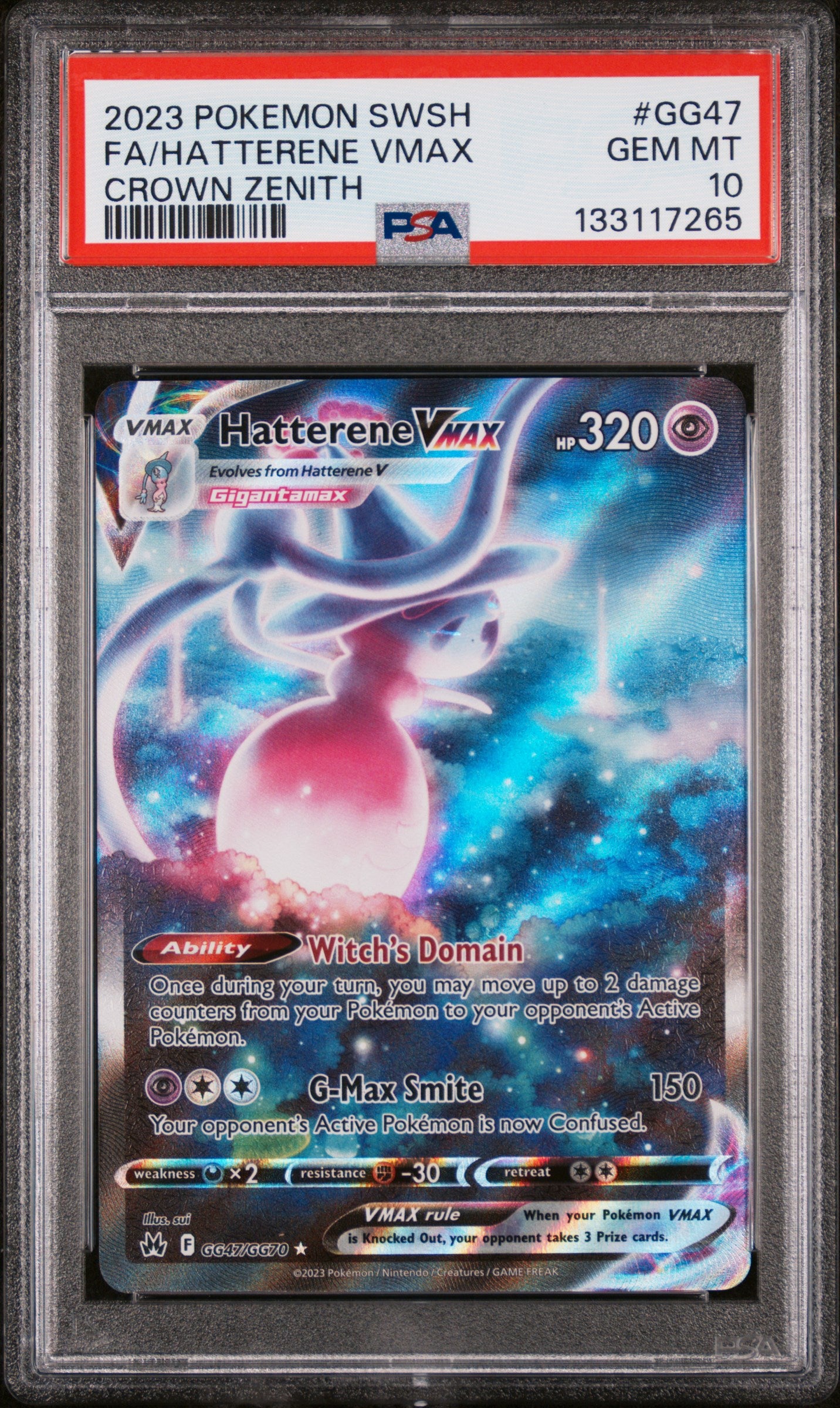 Hatterene Vmax GG47/GG70 Sword Shield Crown Zenith Pokemon PSA 10