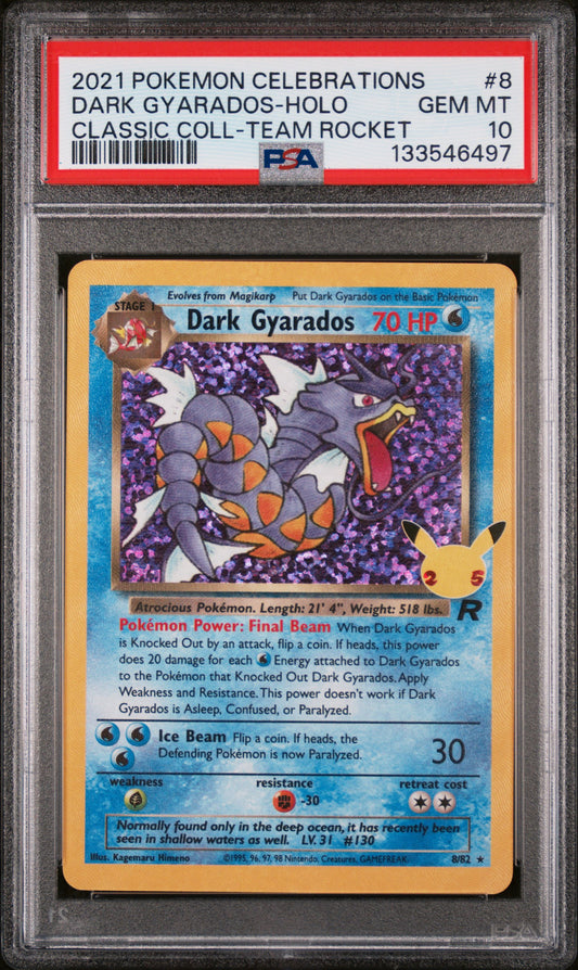 Dark Gyarados Holo 8 Celebrations Classic Collection Pokemon PSA 10
