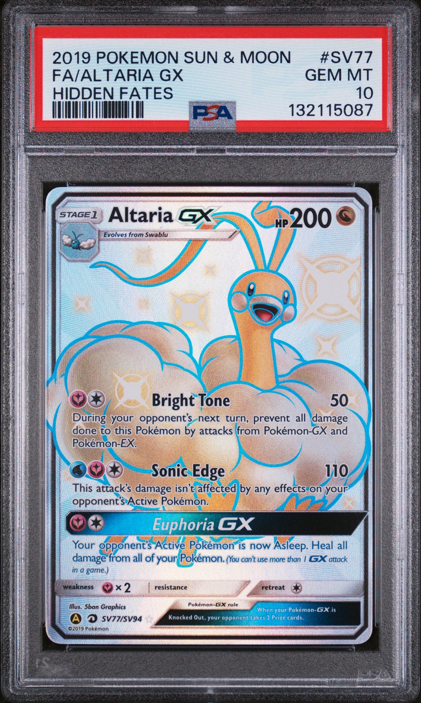 Altaria Gx SV77/SV94 Hidden Fates Pokemon PSA 10