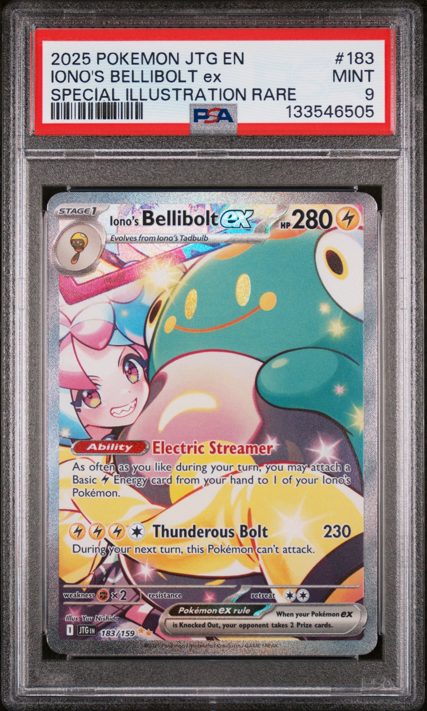 Iono's Bellibolt EX 183/159 Special Illustration Rare Pokemon PSA 9